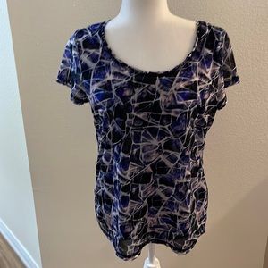 Vera Wang top with short sleeves and same material sheer overlay size M